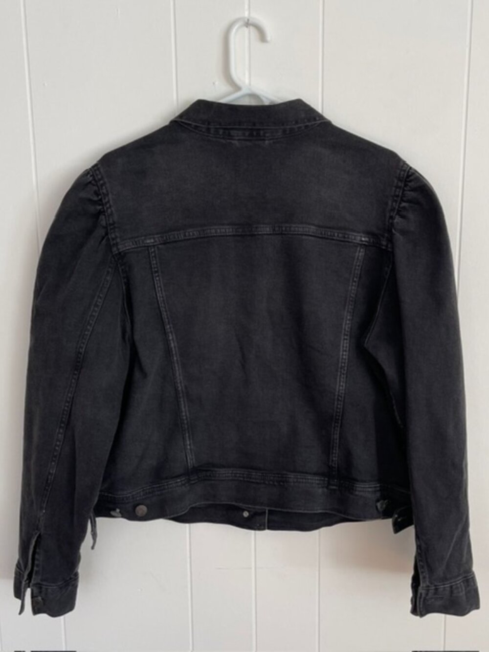 Gap Puff Sleeve Black Stretch Denim Jacket XXL - Picture 2 of 7